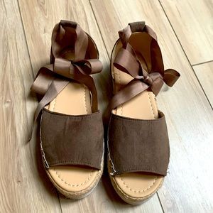 Faux-suede platform sandals